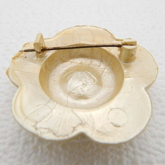Vintage Light Gold Moonglow Flower Celluloid Pin - Picture 5 of 6